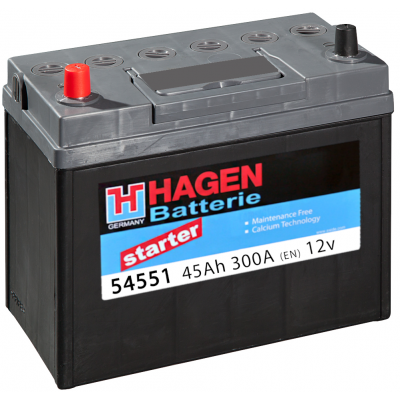 Аккумулятор Hagen 45Ач L+ EN330A 237x127x227 54551 B00