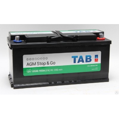 Аккумулятор TAB AGM STOP&GO 105Ач R+ EN950 393x175x190 AG105 B13