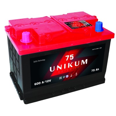 Аккумулятор Unikum 75Ач R+ EN600A 278x175x190 B13